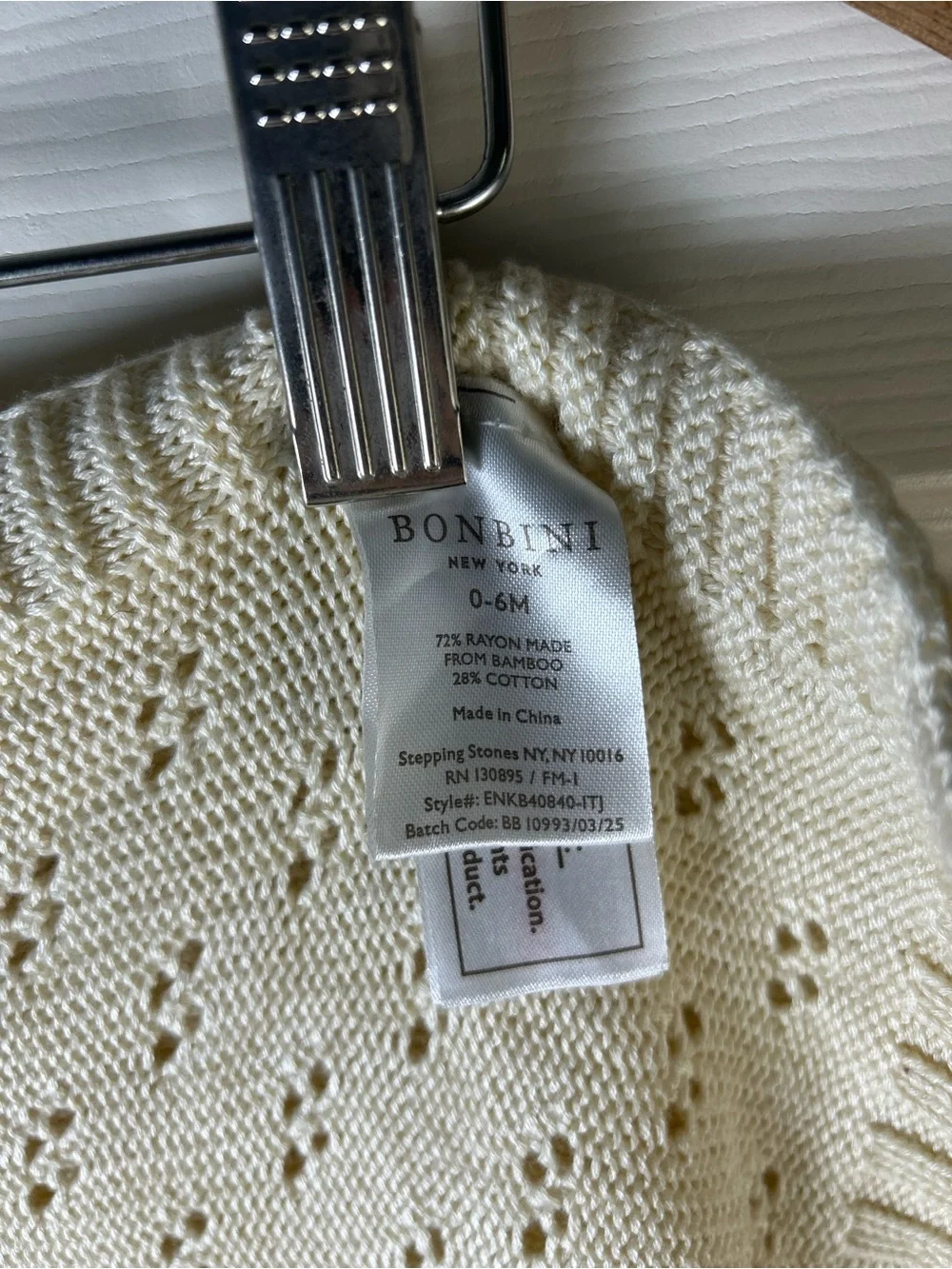 Bonbini New York Light Yellow Baby Blanket Open Knit Rayon Bamboo Cotton Blend